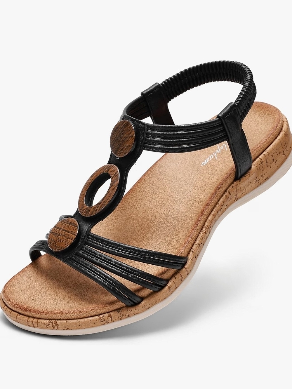 Littleplum Women Flats Sandals Arch Support Open-Toe Casual Summer Low Wedge Sho
